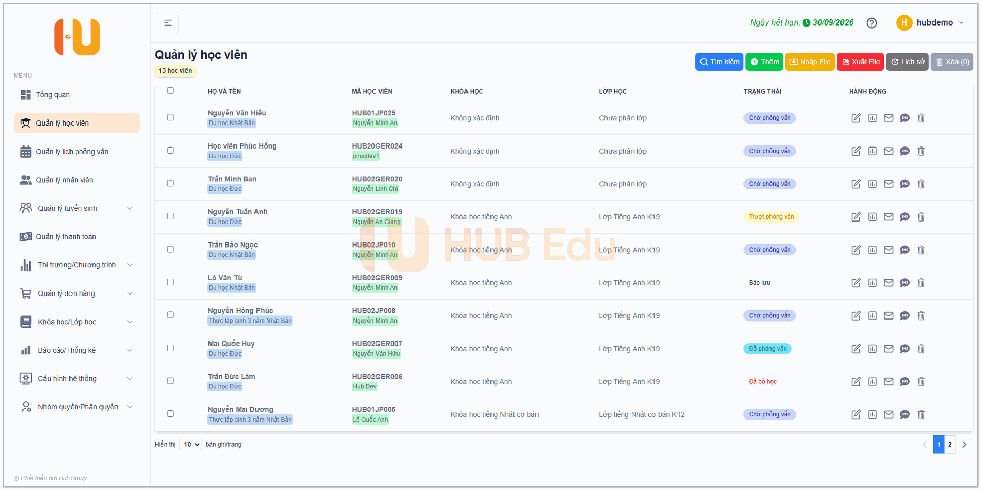 Quản lý học viên