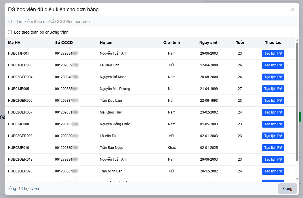 Yêu cầu công việc
