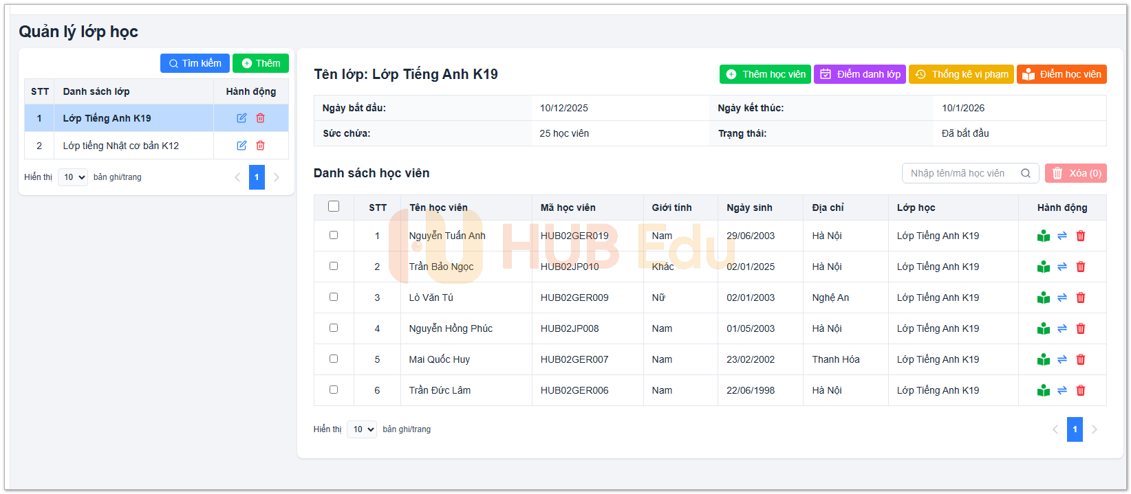 Quản lý lớp học